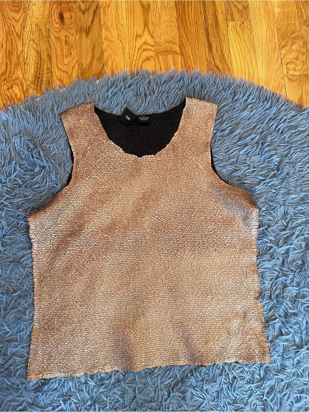 Itsu Textured Metallic Metallic Beige Sleeveless Shell Top Size M Petite Y2K